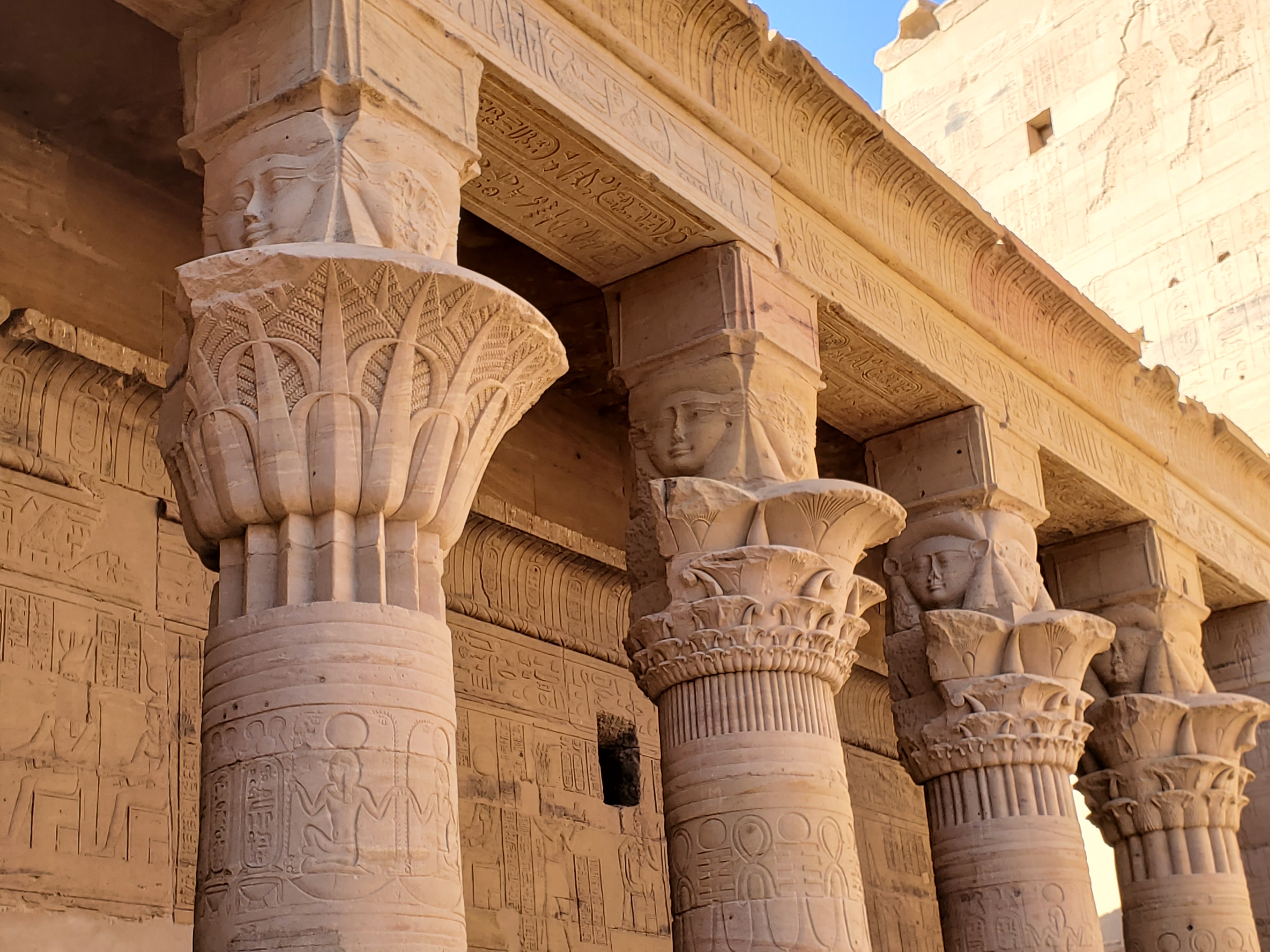Beautiful columns at Philae Temple near Aswan