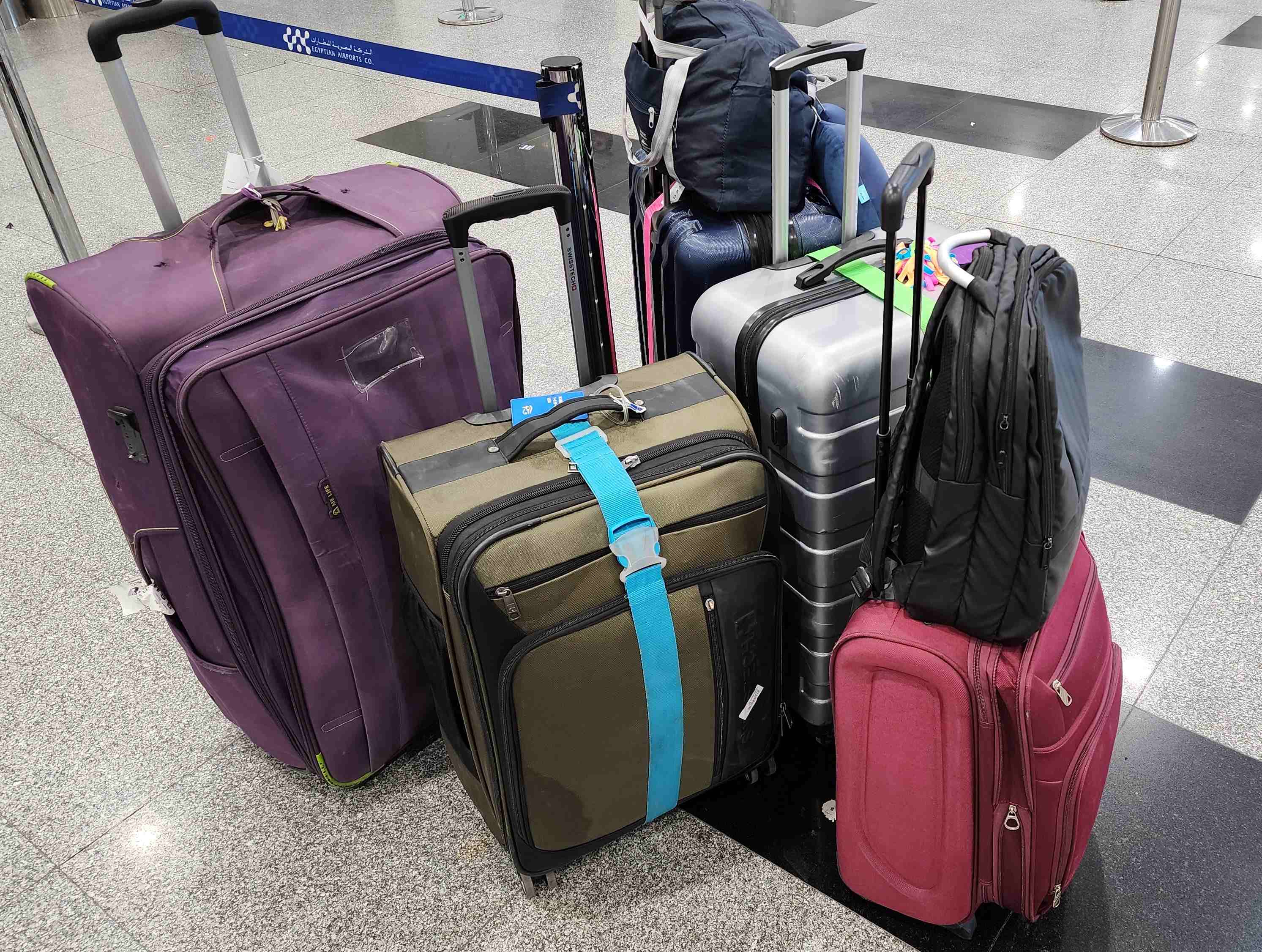 Pile of Luggage at an Airport.