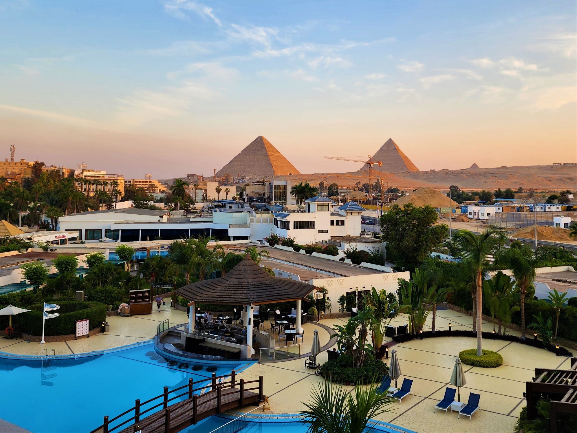 View of the Pyramids of Giza from the Steigenberger Pyramids hotel