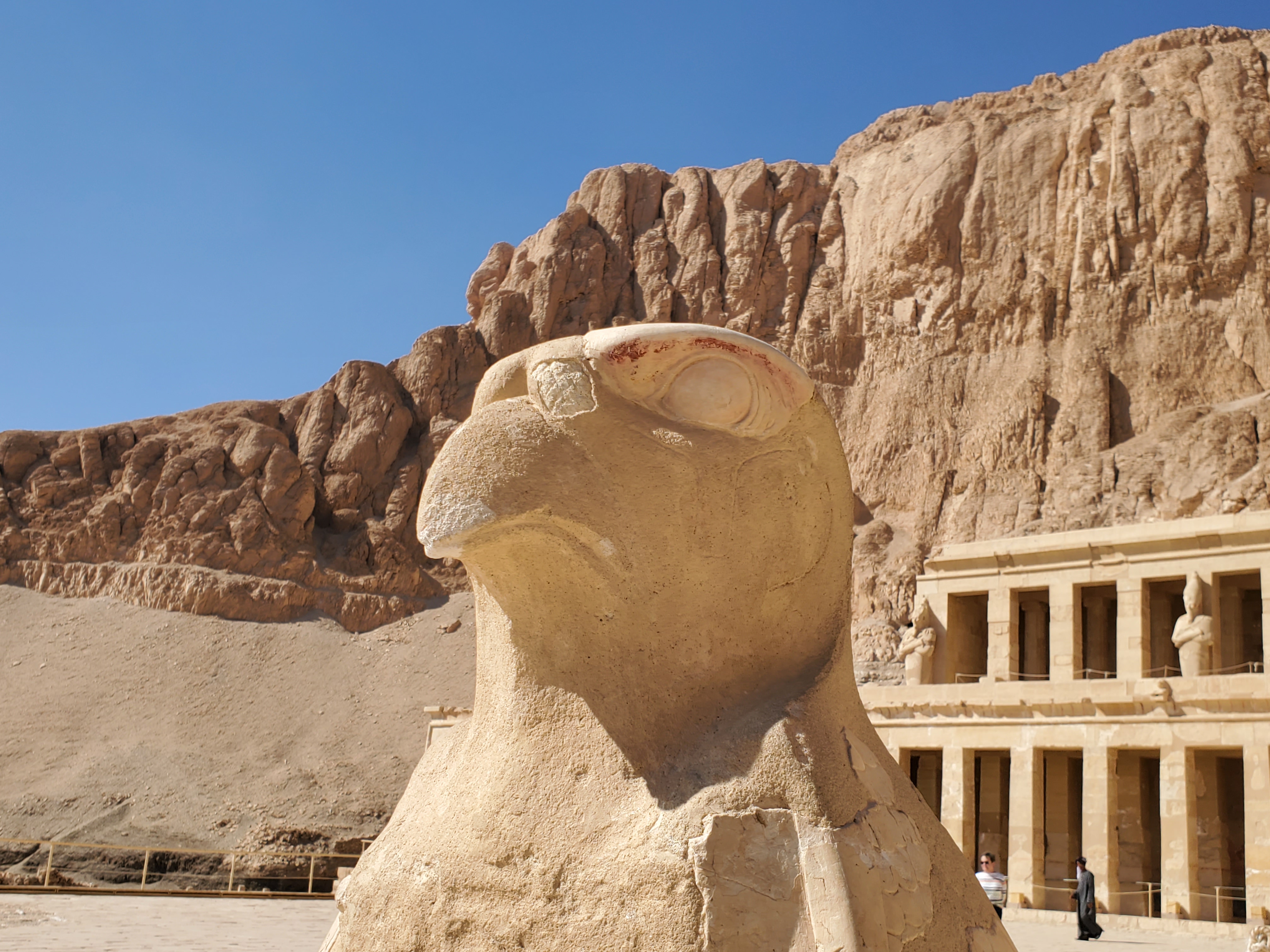 A falcon statue at Queen Hatshepsut's Temple at Dier el Bahri, Luxor, Egypt